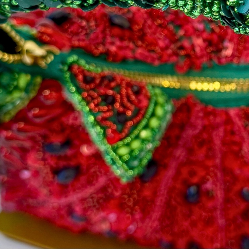 Beaded Red & Green Watermelon Bag | Hand-Beaded Statement Hobo | NWT - Picture 10 of 10